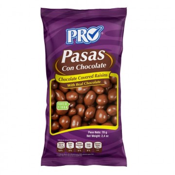 PASAS CON CHOCOLATE 70G PRO