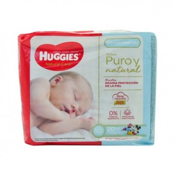 Pañal Huggies Natural Care Talla Recién Nacido RN 20 unidade